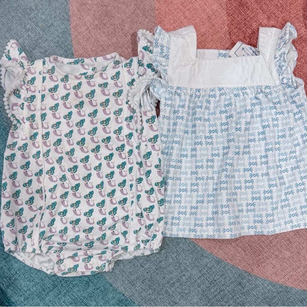 Lila and Hayes  Mermaid bubble & Crab top (no white bloomers included) 12-18